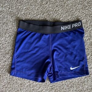 Nike Pro Royal Blue Shorts with Black Waistband